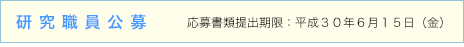 研究職員公募 研究職員公募—応募書類提出期限:平成30年6月15日(金)